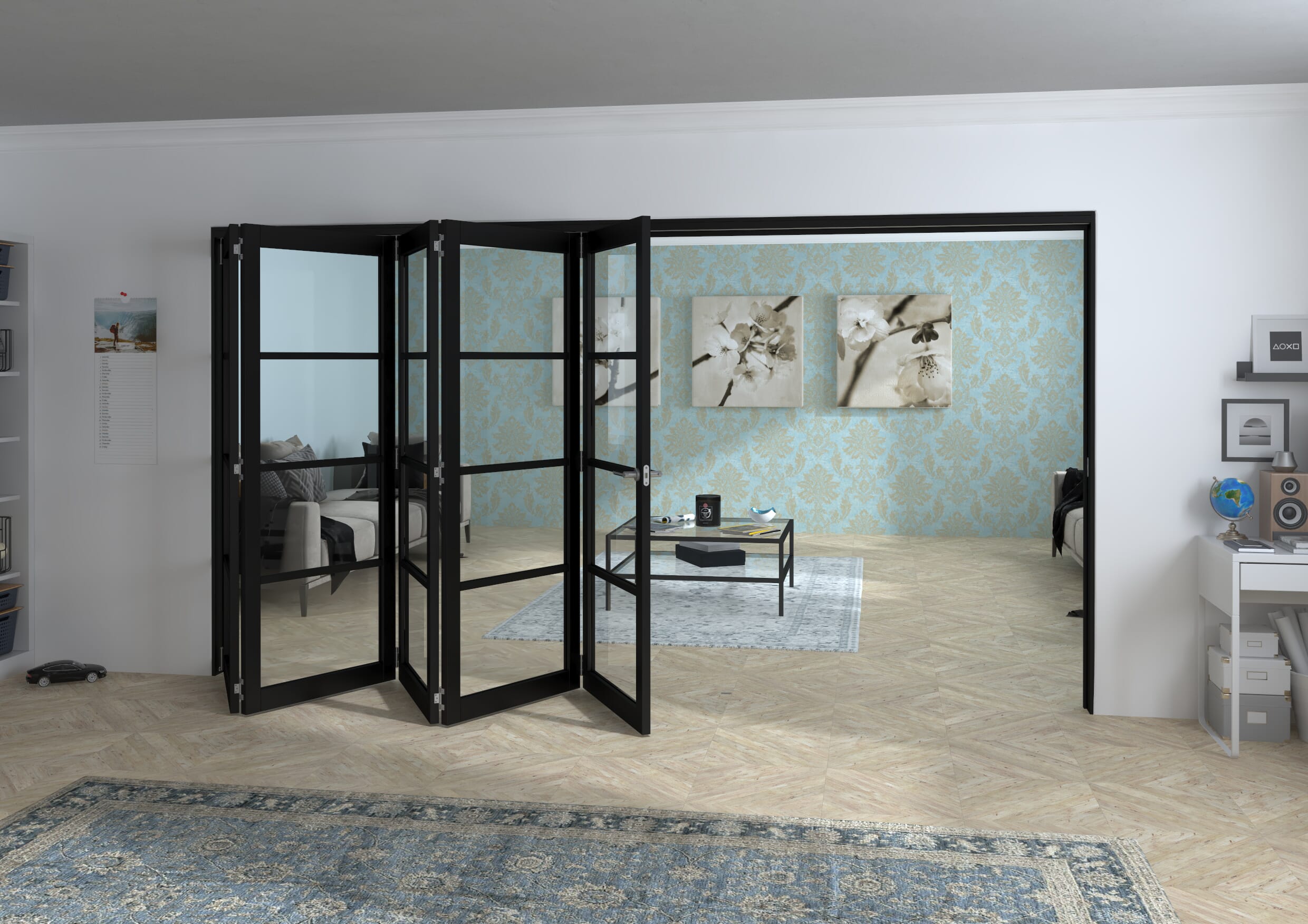 Black Kensington 4L 5 Door Roomfold Grande (5 + 0 x 762mm Doors)