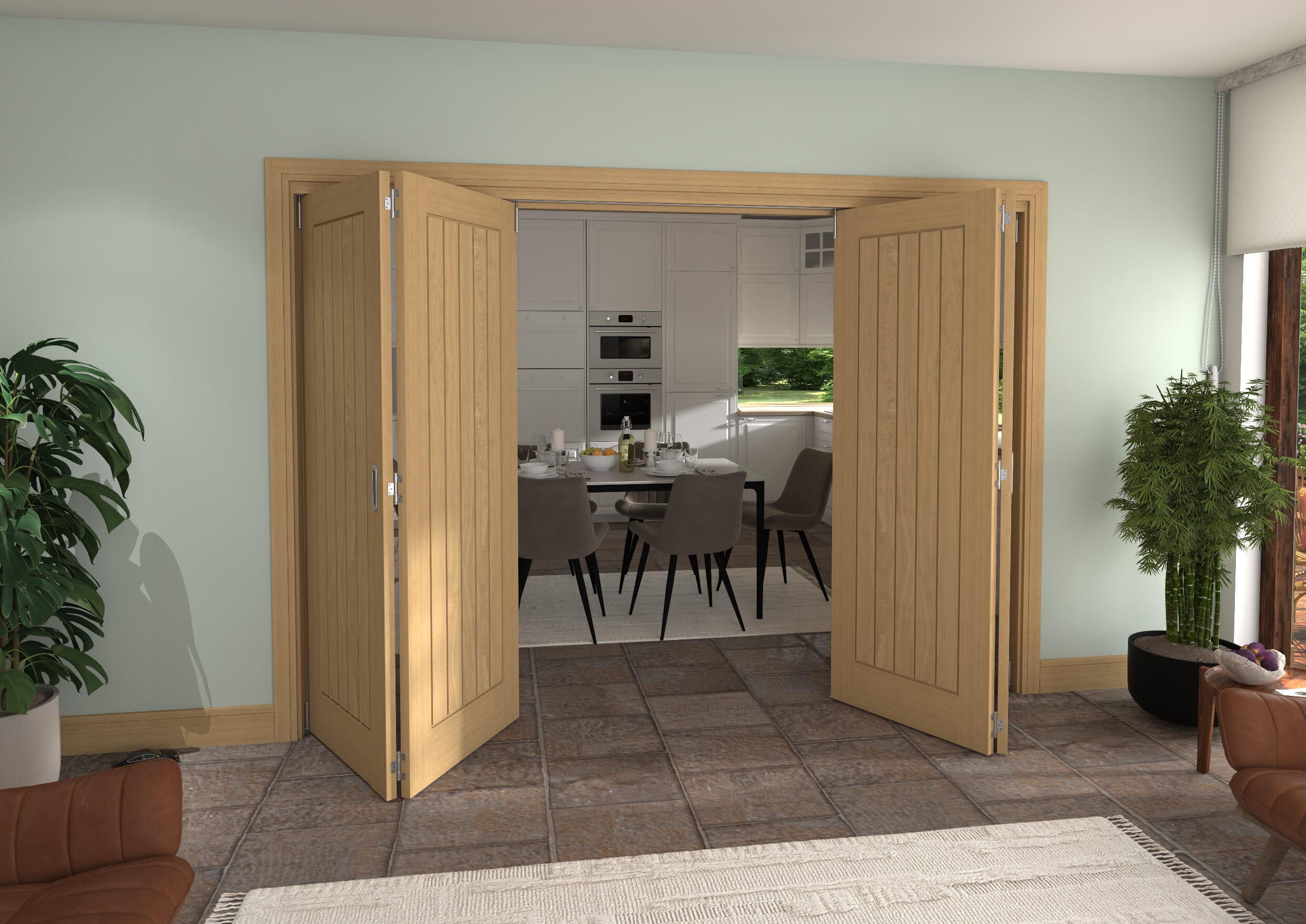 Mexicano Oak 4 Door Roomfold Grande (2 + 2 x 711mm Doors)