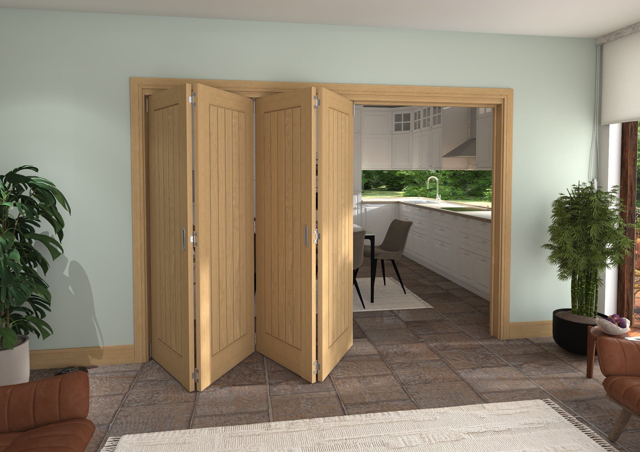 Mexicano Oak 4 Door Roomfold Grande (4 + 0 x 711mm Doors)