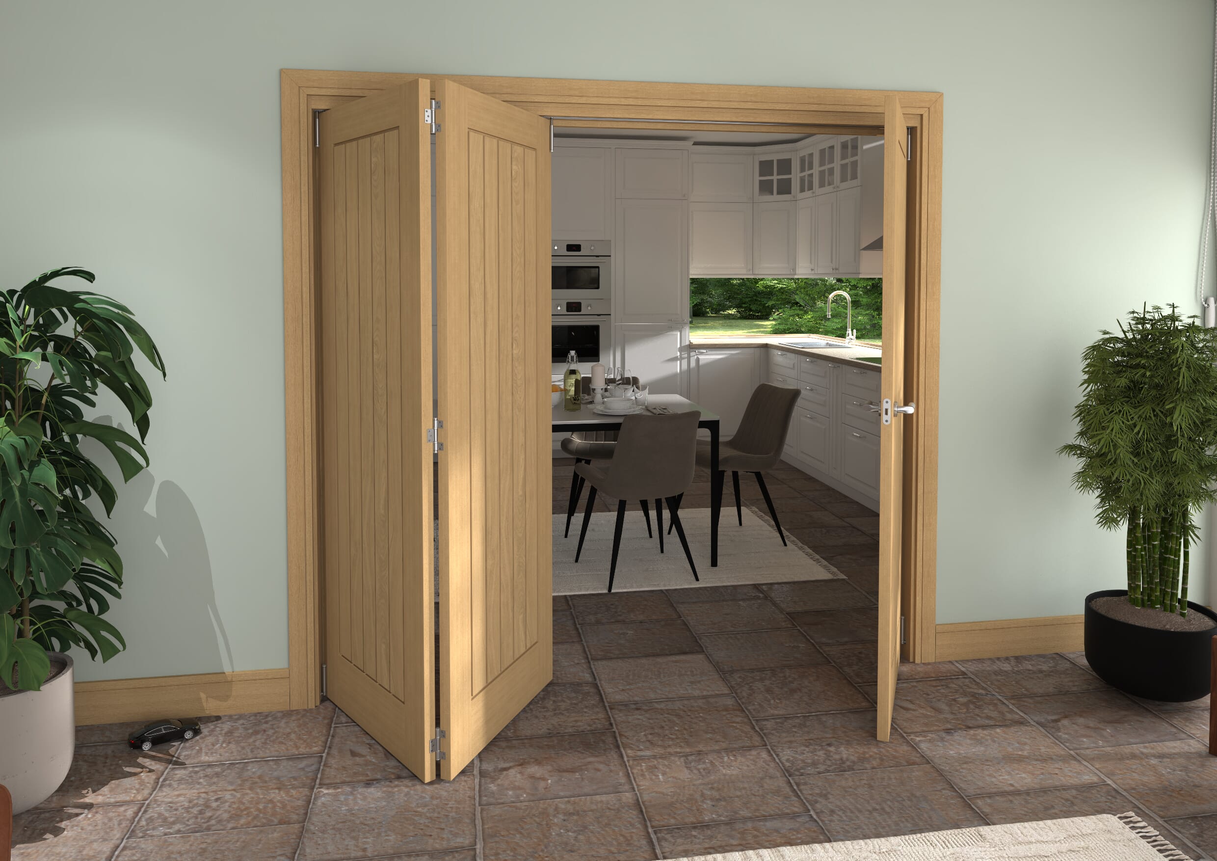 Mexicano Oak 3 Door Roomfold Grande (2 + 1 x 711mm Doors)