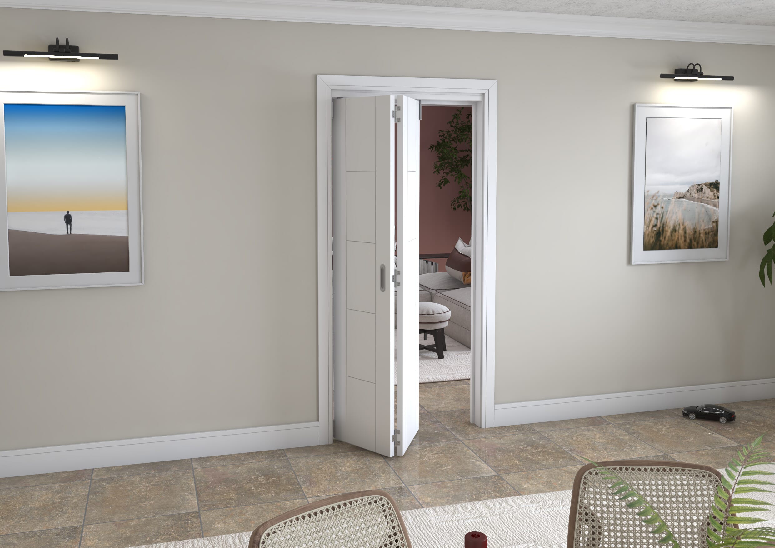 White Iseo 2 Door Roomfold Grande (2 + 0 x 457mm Doors)