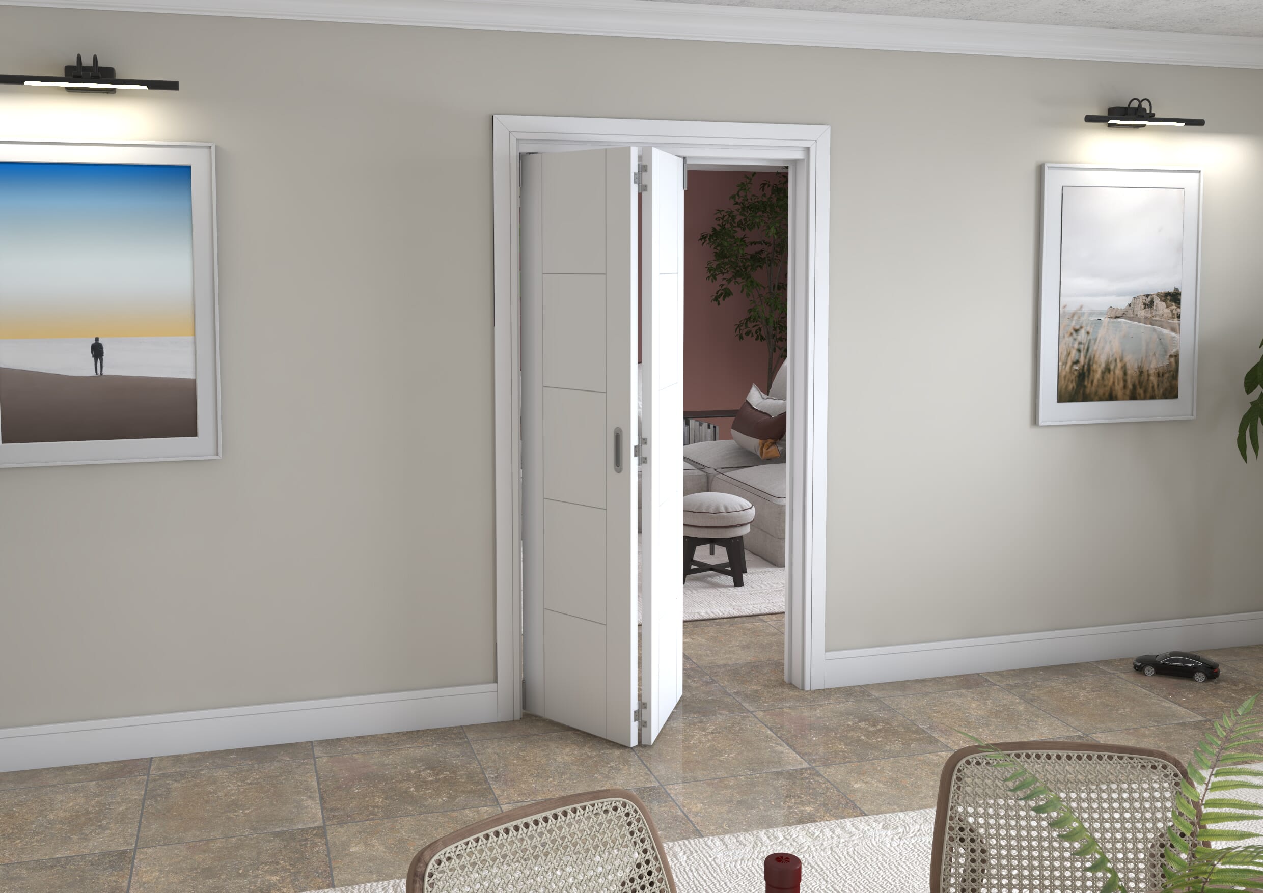 White Iseo 2 Door Roomfold Grande (2 + 0 x 533mm Doors)