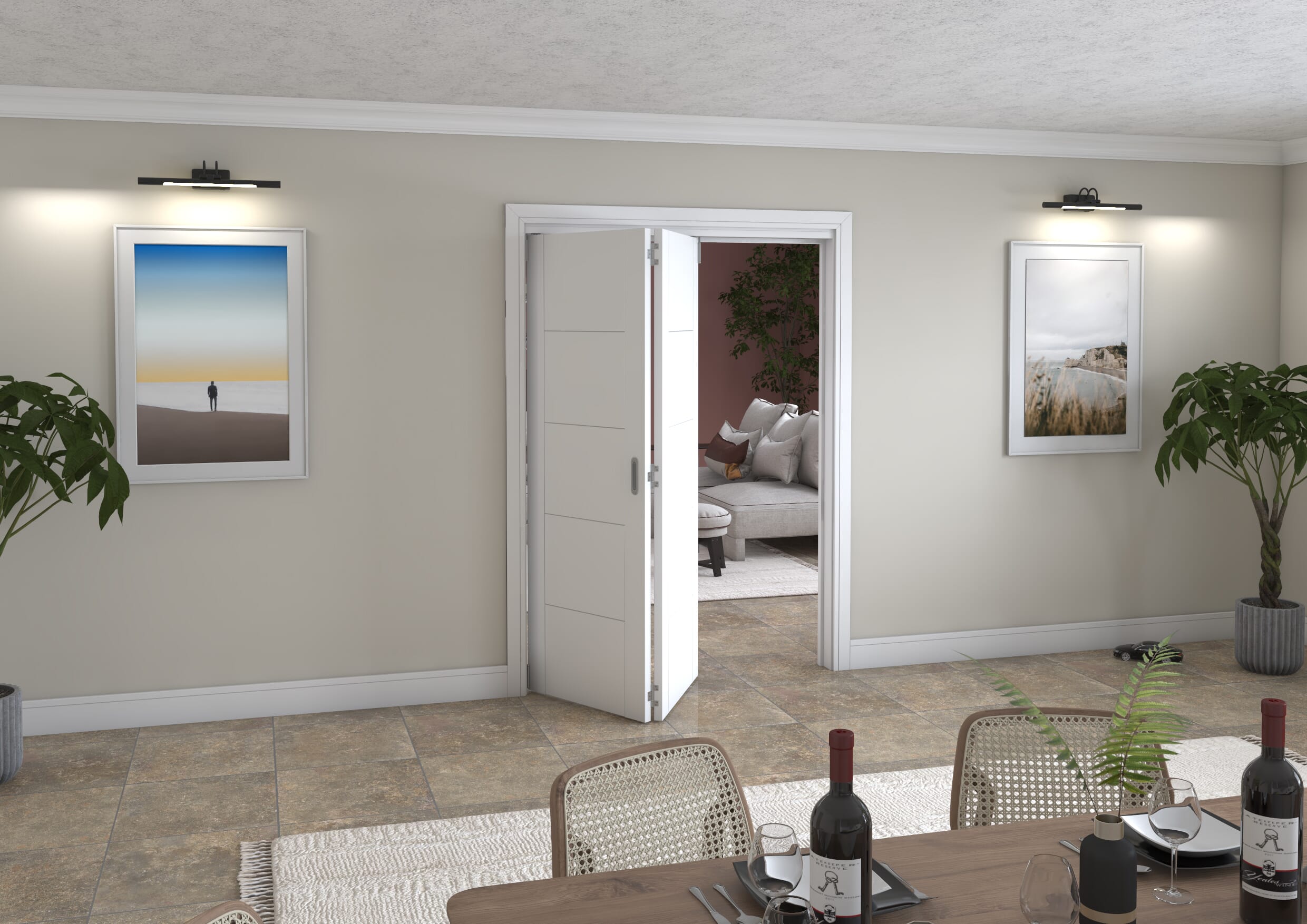 White Iseo 2 Door Roomfold Grande (2 + 0 x 711mm Doors)