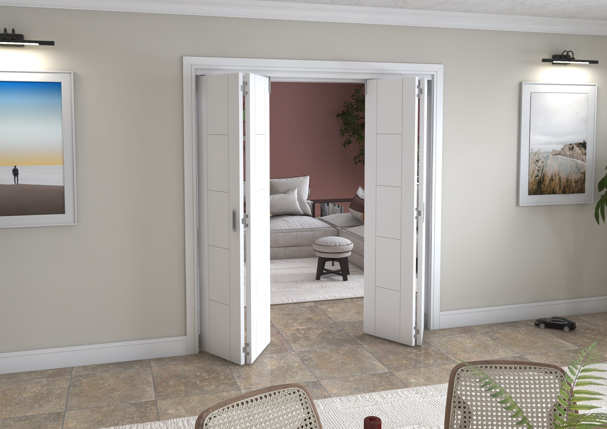White Iseo 4 Door Roomfold Grande (2 + 2 x 457mm Doors)