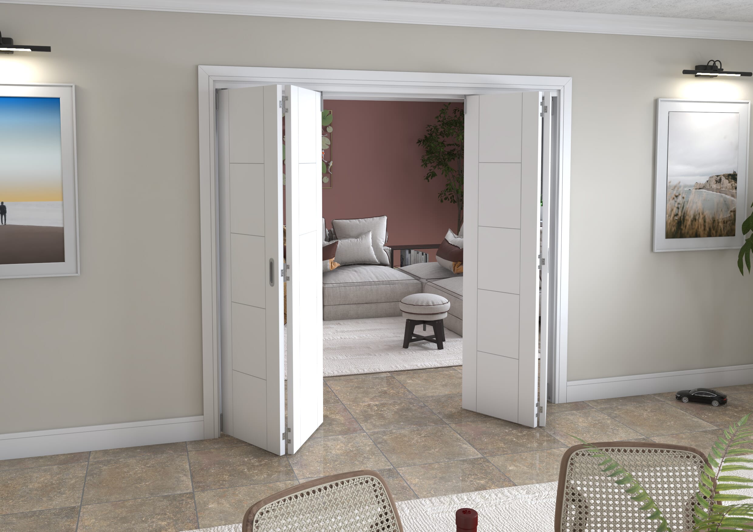 White Iseo 4 Door Roomfold Grande (2 + 2 x 533mm Doors)