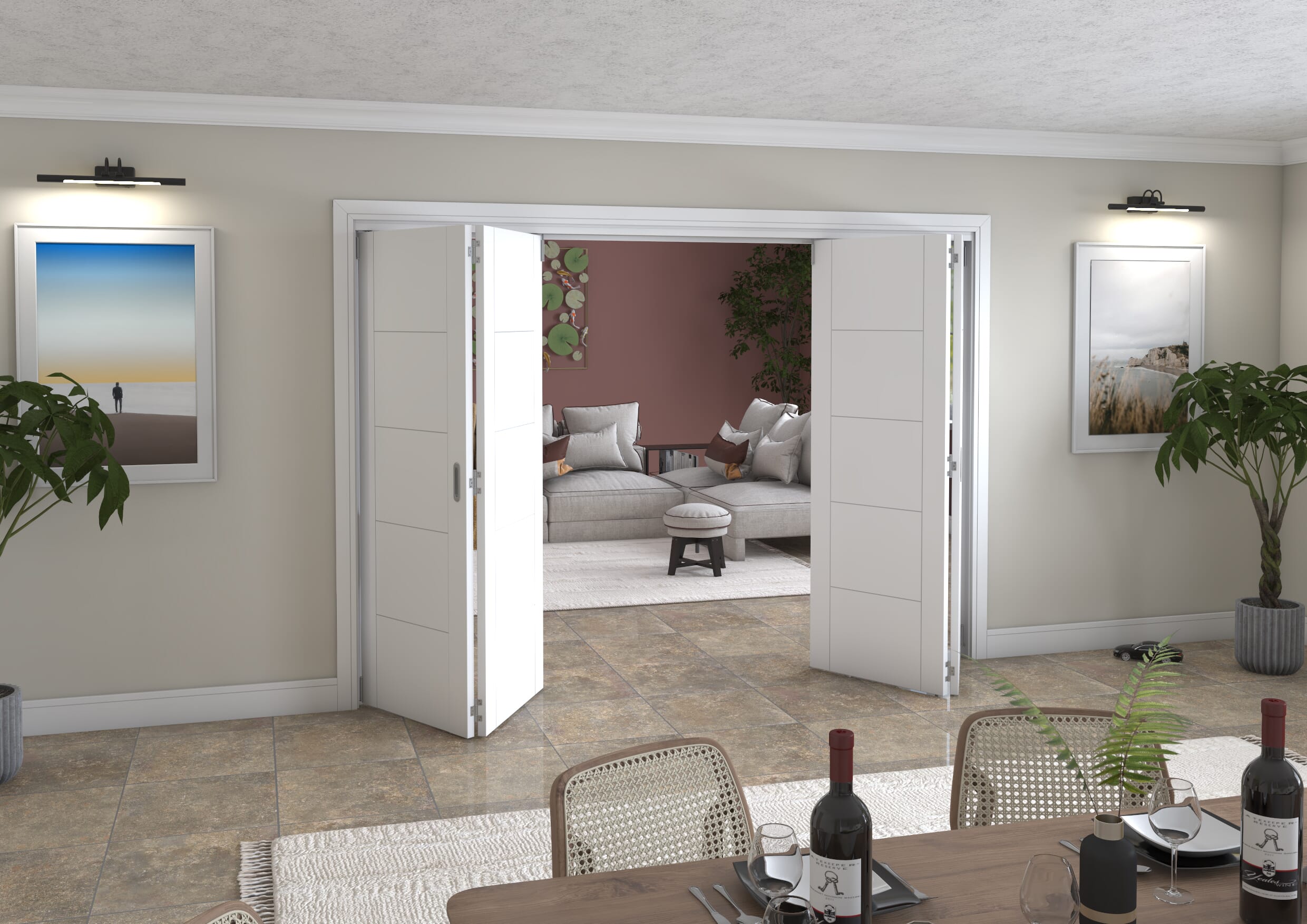 White Iseo 4 Door Roomfold Grande (2 + 2 x 711mm Doors)