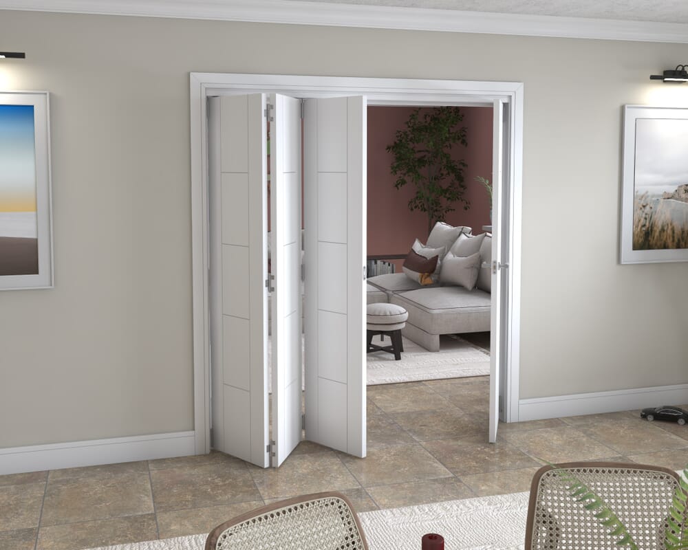 White Iseo 4 Door Roomfold Grande (3 + 1 x 457mm Doors)