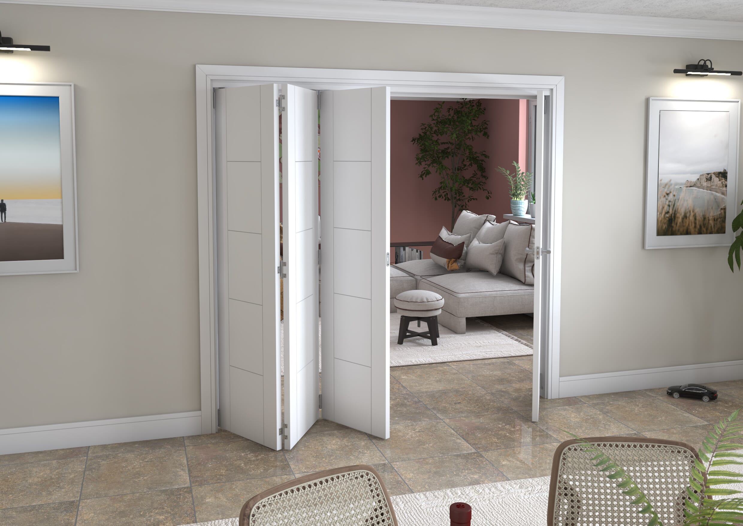 White Iseo 4 Door Roomfold Grande (3 + 1 x 533mm Doors)