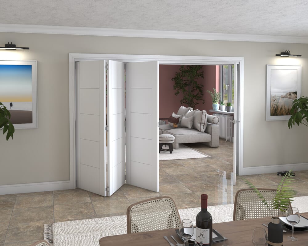 White Iseo 4 Door Roomfold Grande (3 + 1 x 711mm Doors)