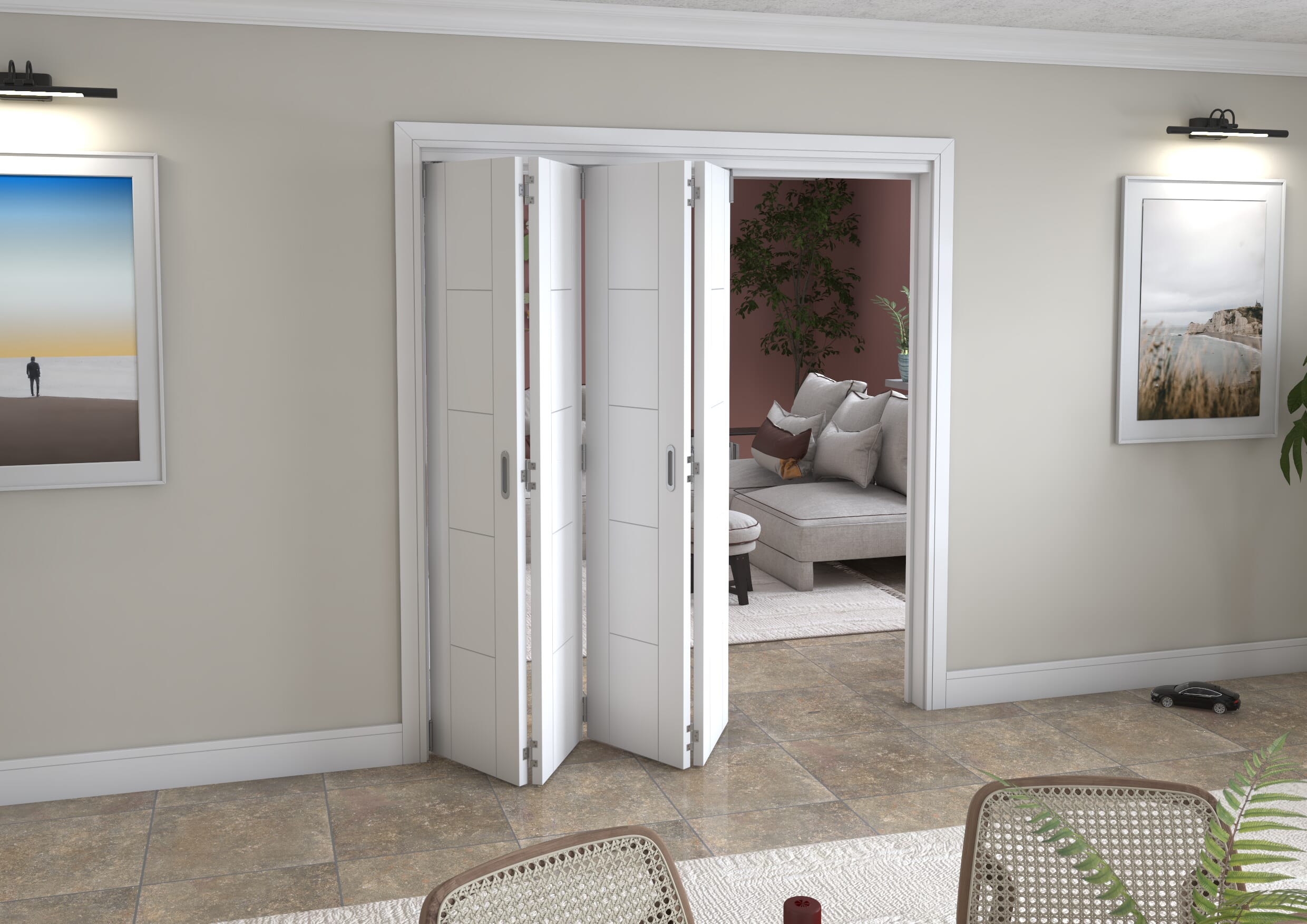 White Iseo 4 Door Roomfold Grande (4 + 0 x 457mm Doors)