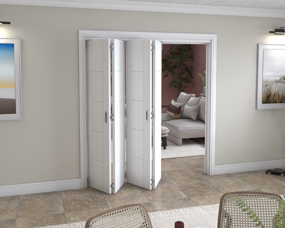 White Iseo 4 Door Roomfold Grande (4 + 0 x 457mm Doors)