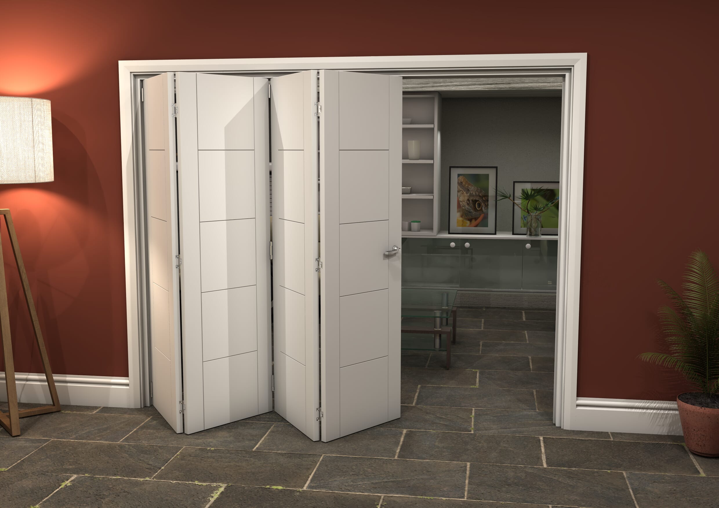 White Iseo 4 Door Roomfold Grande (4 + 0 X 533mm Doors) At Climadoor