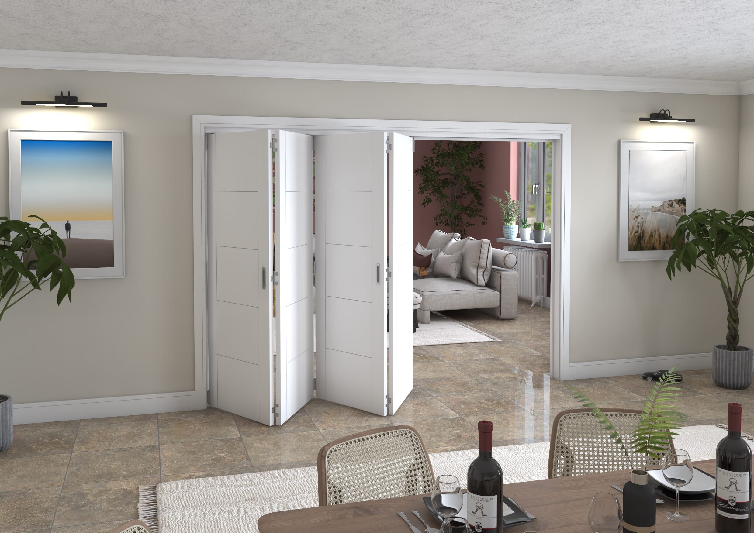 White Iseo 4 Door Roomfold Grande (4 + 0 x 711mm Doors)