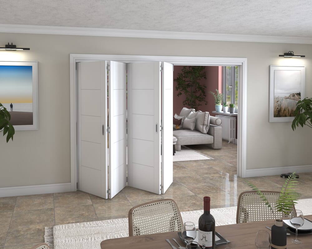 White Iseo 4 Door Roomfold Grande (4 + 0 x 711mm Doors)