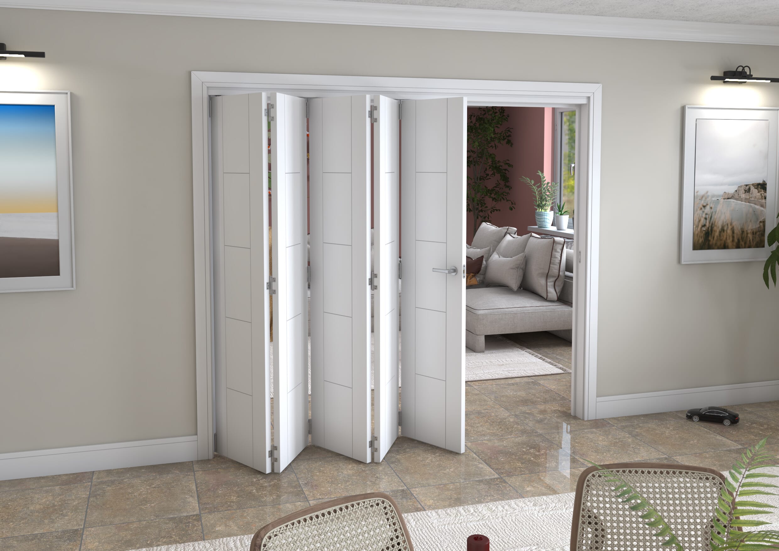White Iseo 5 Door Roomfold Grande (5 + 0 x 457mm Doors)