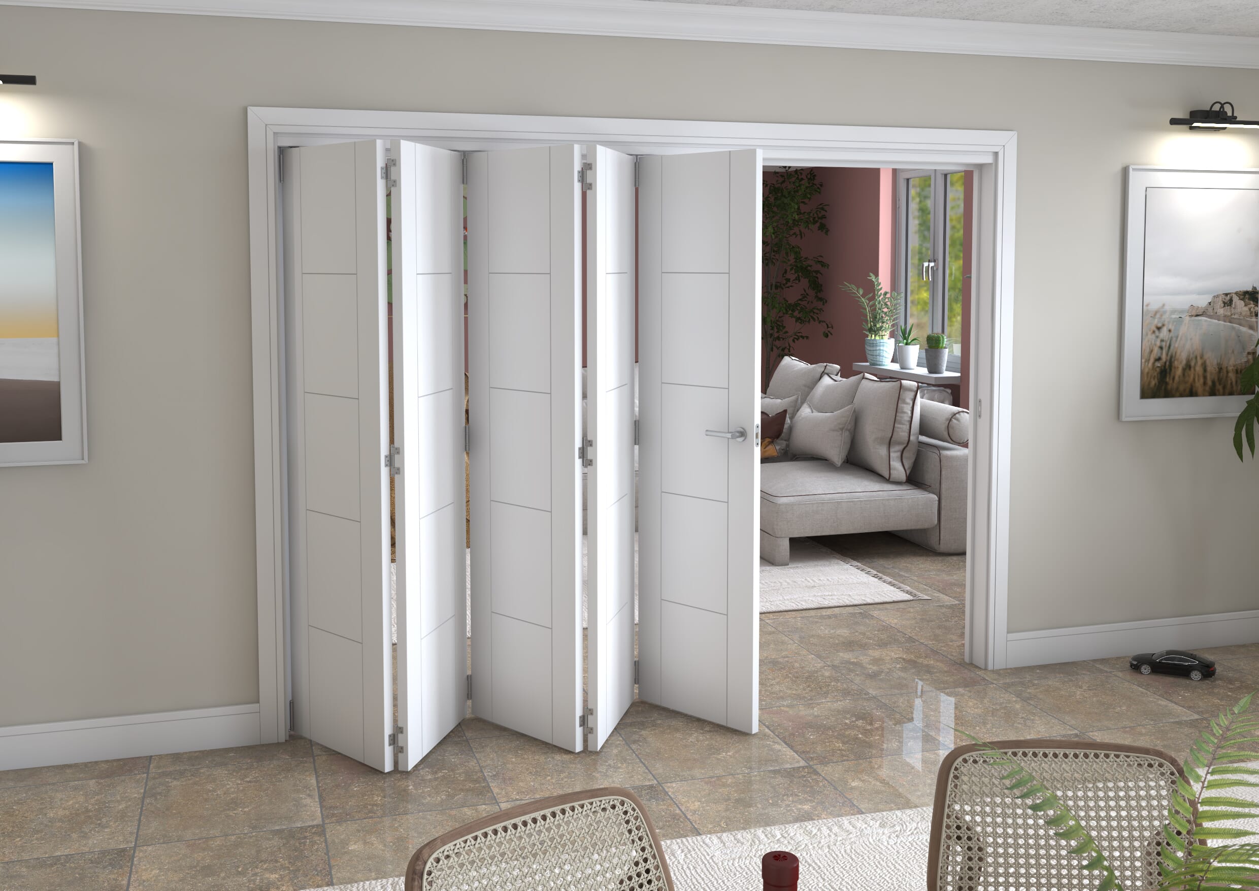 White Iseo 5 Door Roomfold Grande (5 + 0 x 533mm Doors)