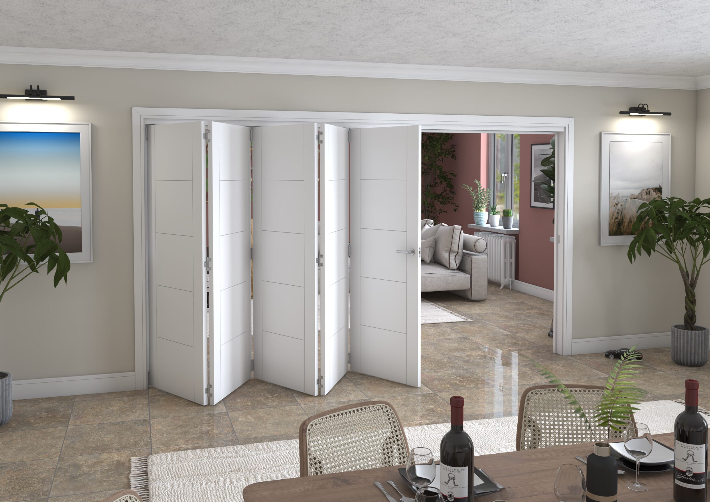 White Iseo 5 Door Roomfold Grande (5 + 0 x 711mm Doors)