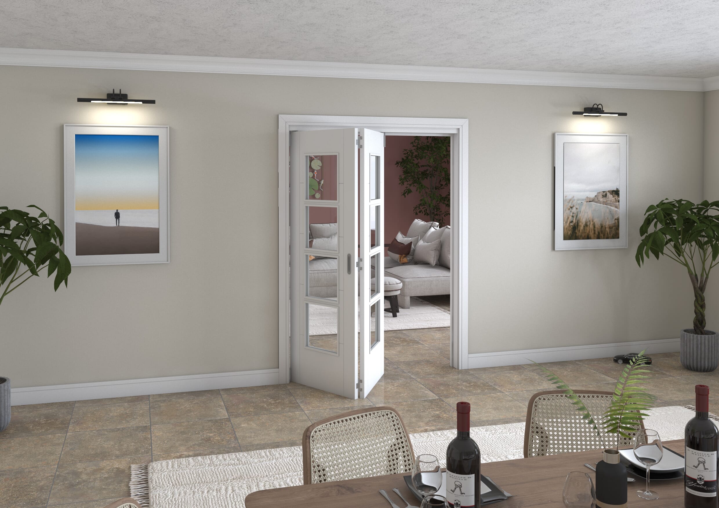 Iseo White 4 Light Clear 2 Door Roomfold Grande (2 + 0 x 711mm Doors)