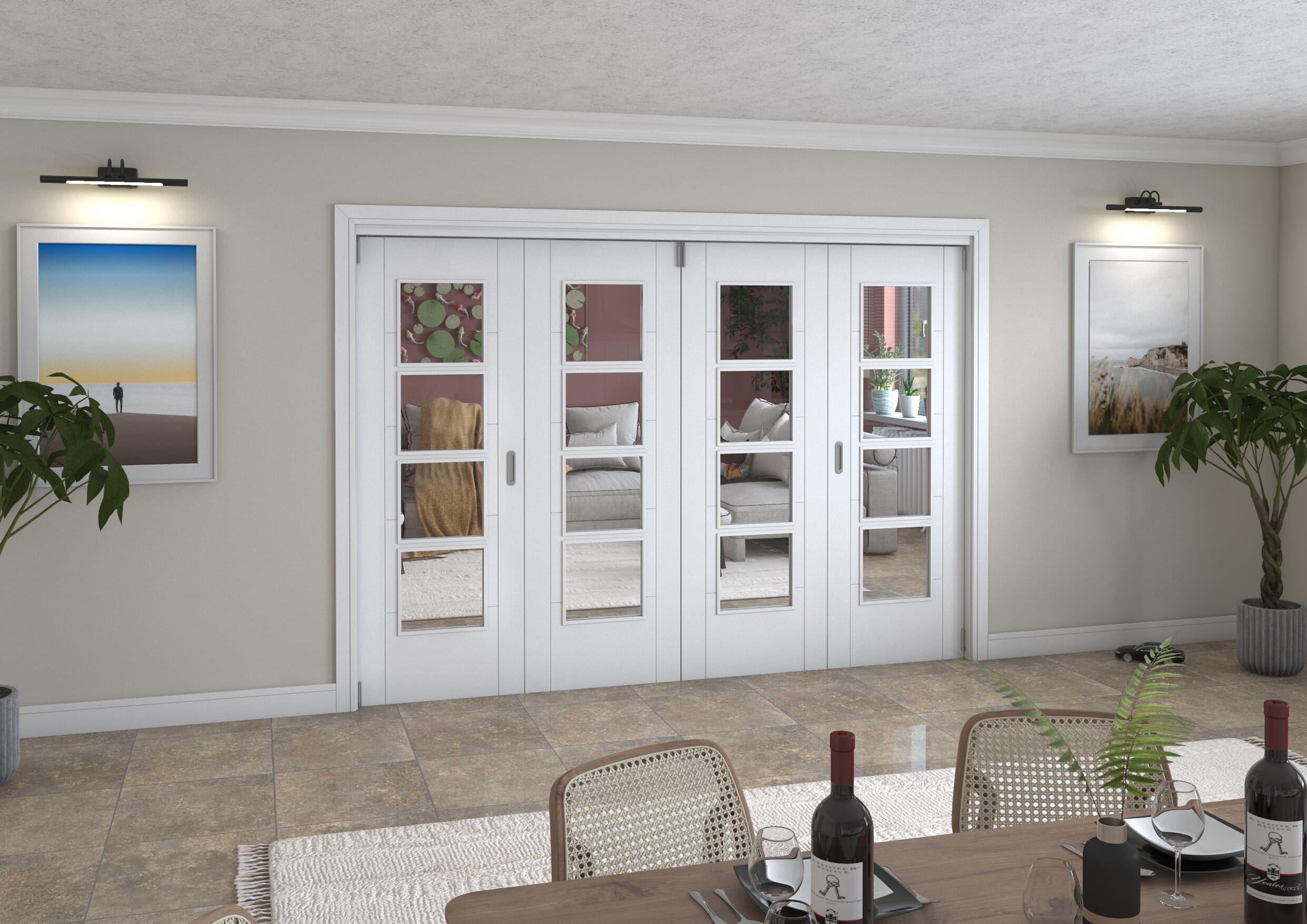 Iseo White 4 Light Clear 4 Door Roomfold Grande (2 + 2 x 711mm Doors)