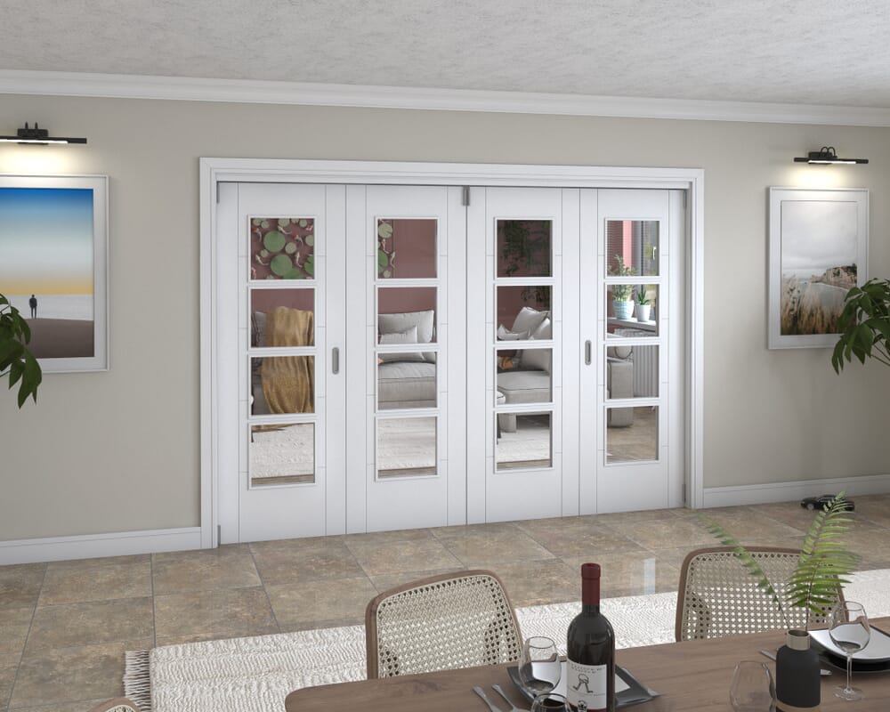 Iseo White 4 Light Clear 4 Door Roomfold Grande (2 + 2 x 711mm Doors)