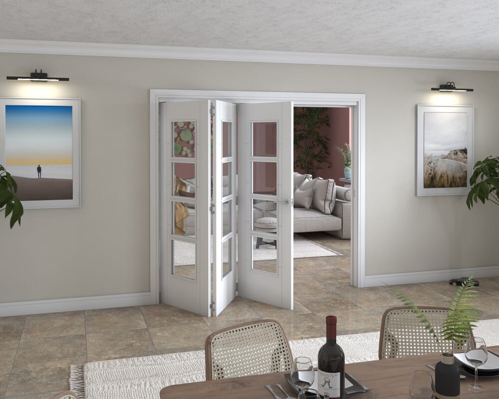 2208x2060x133mm Iseo White 4L Clear Roomfold Grande (3+0)
