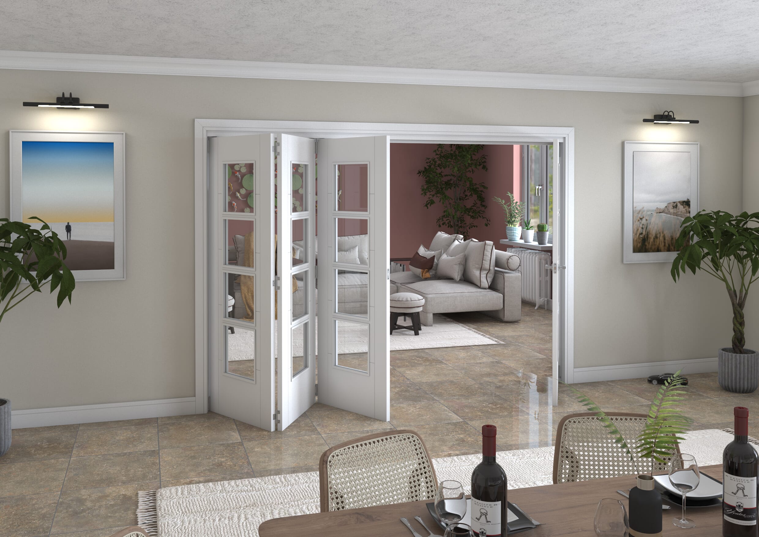 Iseo White 4 Light Clear 4 Door Roomfold Grande (3 + 1 x 711mm Doors)