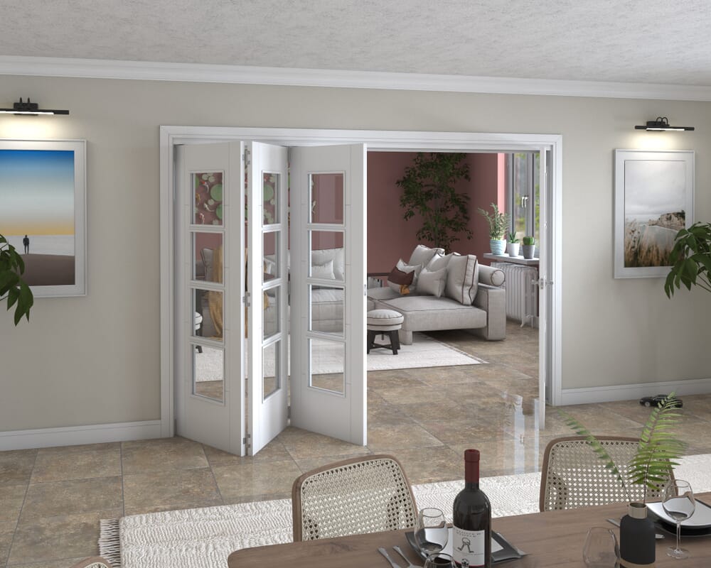 Iseo White 4 Light Clear 4 Door Roomfold Grande (3 + 1 x 711mm Doors)