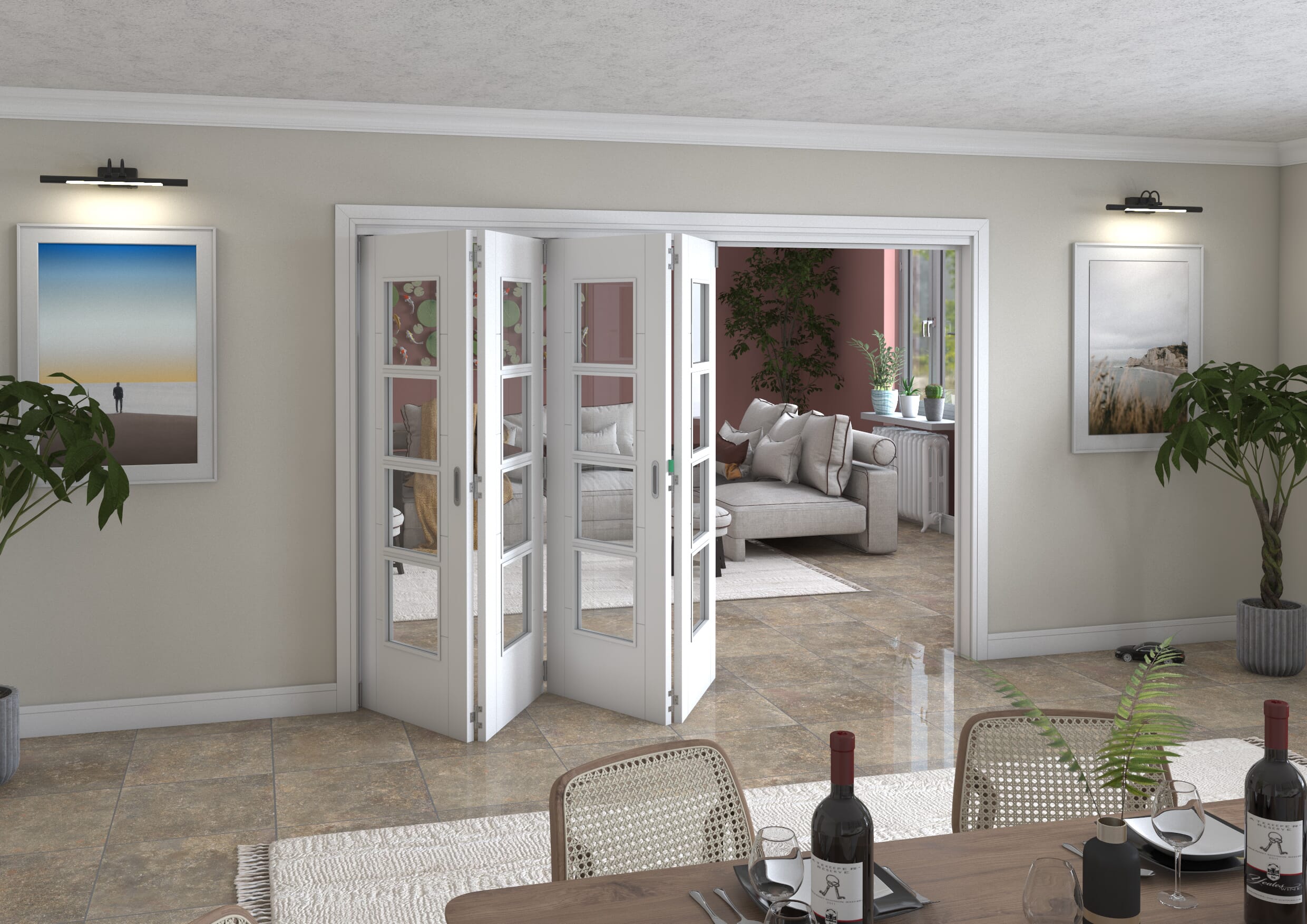 Iseo White 4 Light Clear 4 Door Roomfold Grande (4 + 0 x 711mm Doors)