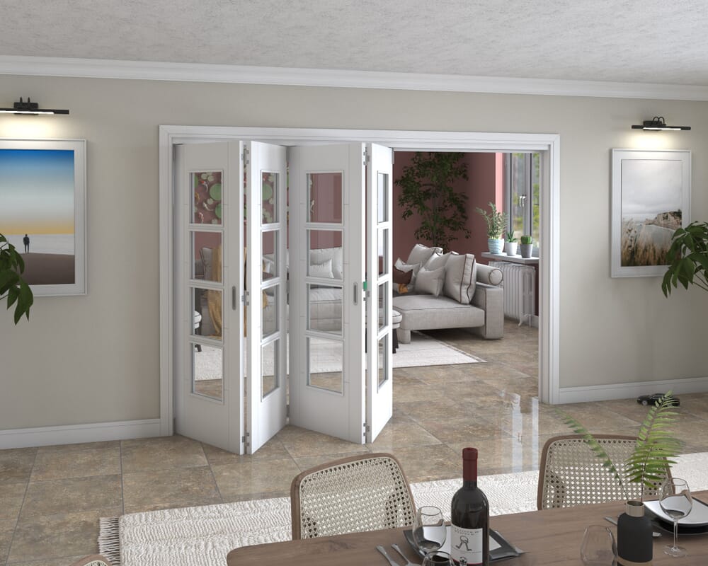 Iseo White 4 Light Clear 4 Door Roomfold Grande (4 + 0 x 711mm Doors)