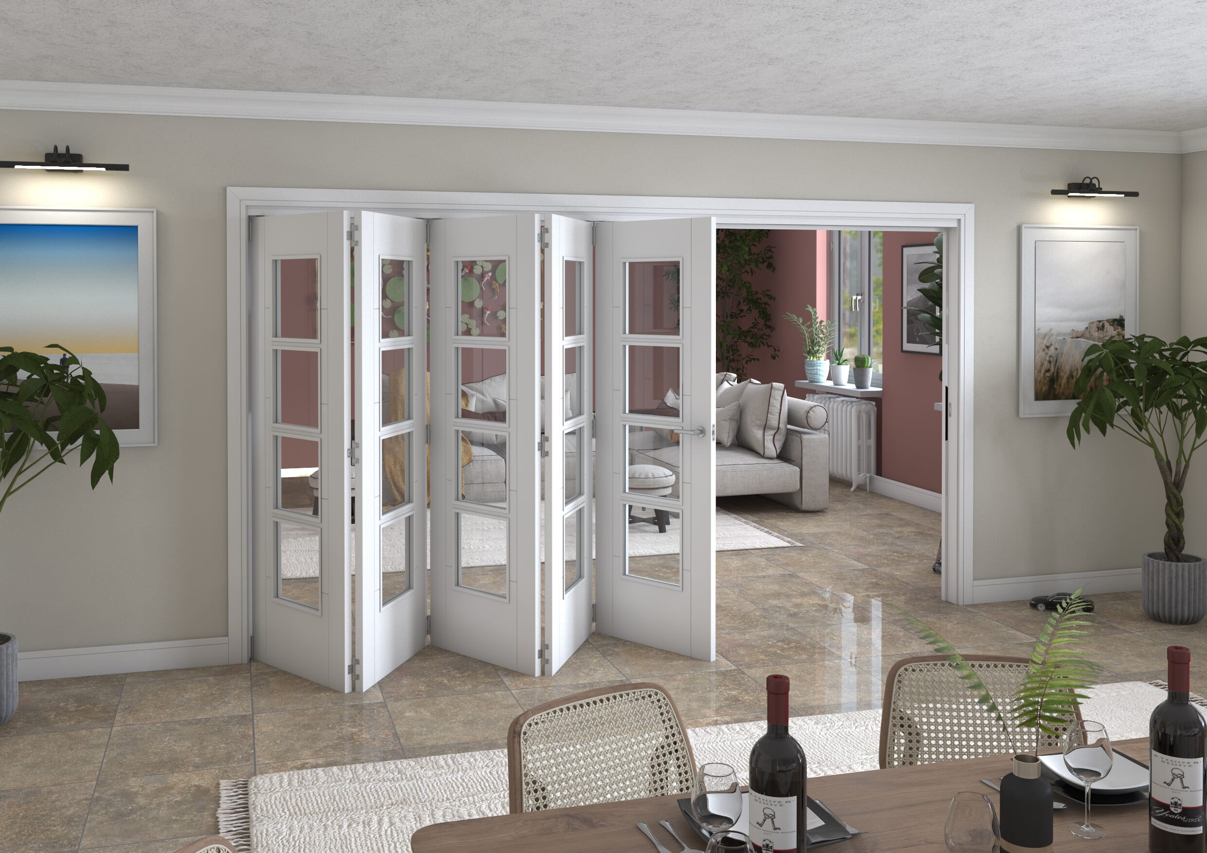 Iseo White 4 Light Clear 5 Door Roomfold Grande (5 + 0 x 711mm Doors)