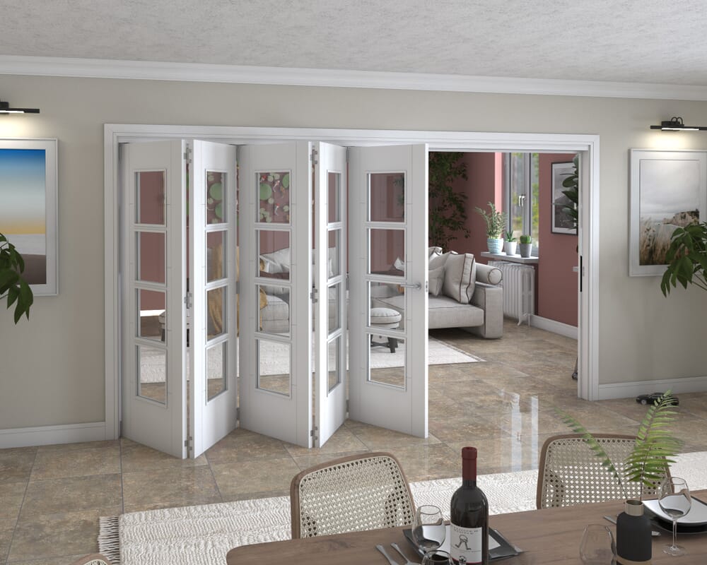 Iseo White 4 Light Clear 5 Door Roomfold Grande (5 + 0 x 711mm Doors)
