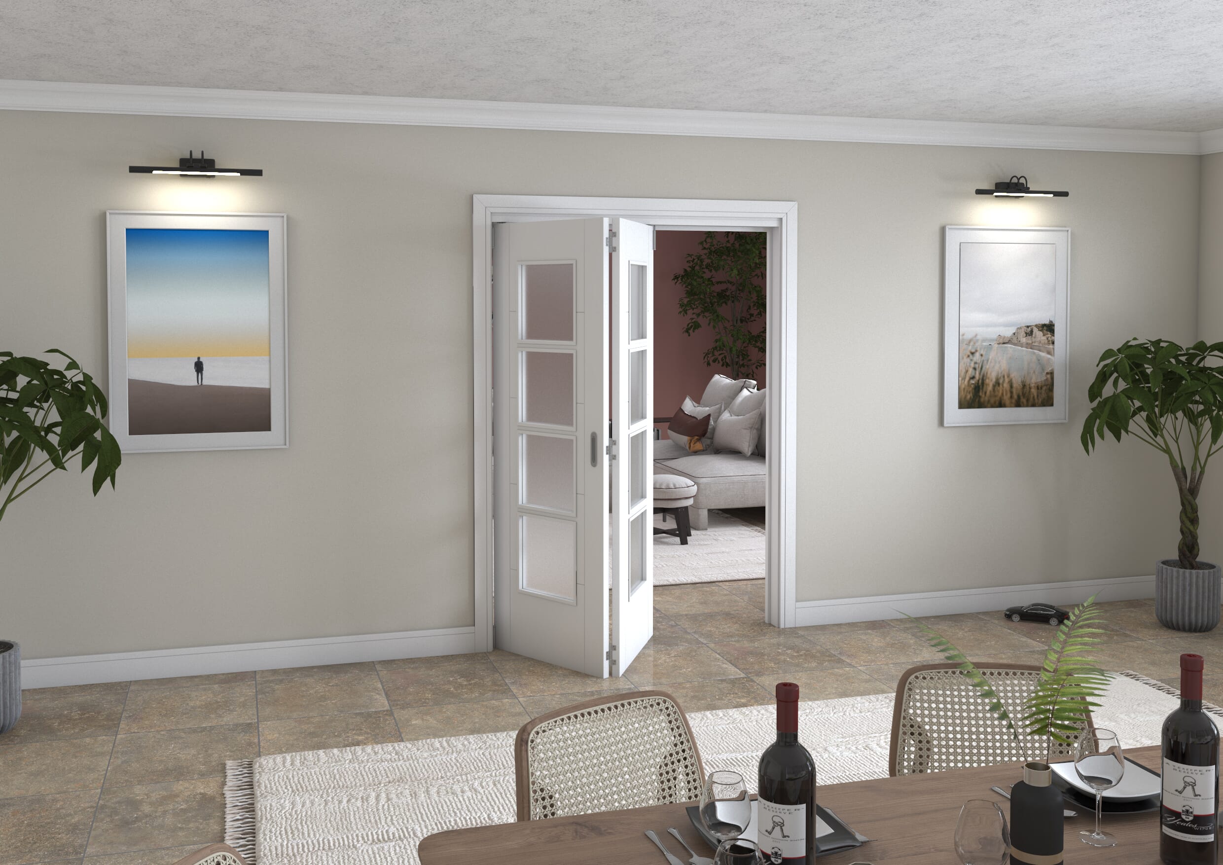 Iseo White 4 Light Frosted 2 Door Roomfold Grande (2 + 0 x 711mm Doors)