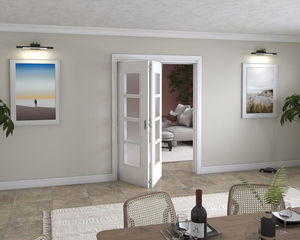 Iseo White 4 Light Frosted 2 Door Roomfold Grande (2 + 0 x 711mm Doors)