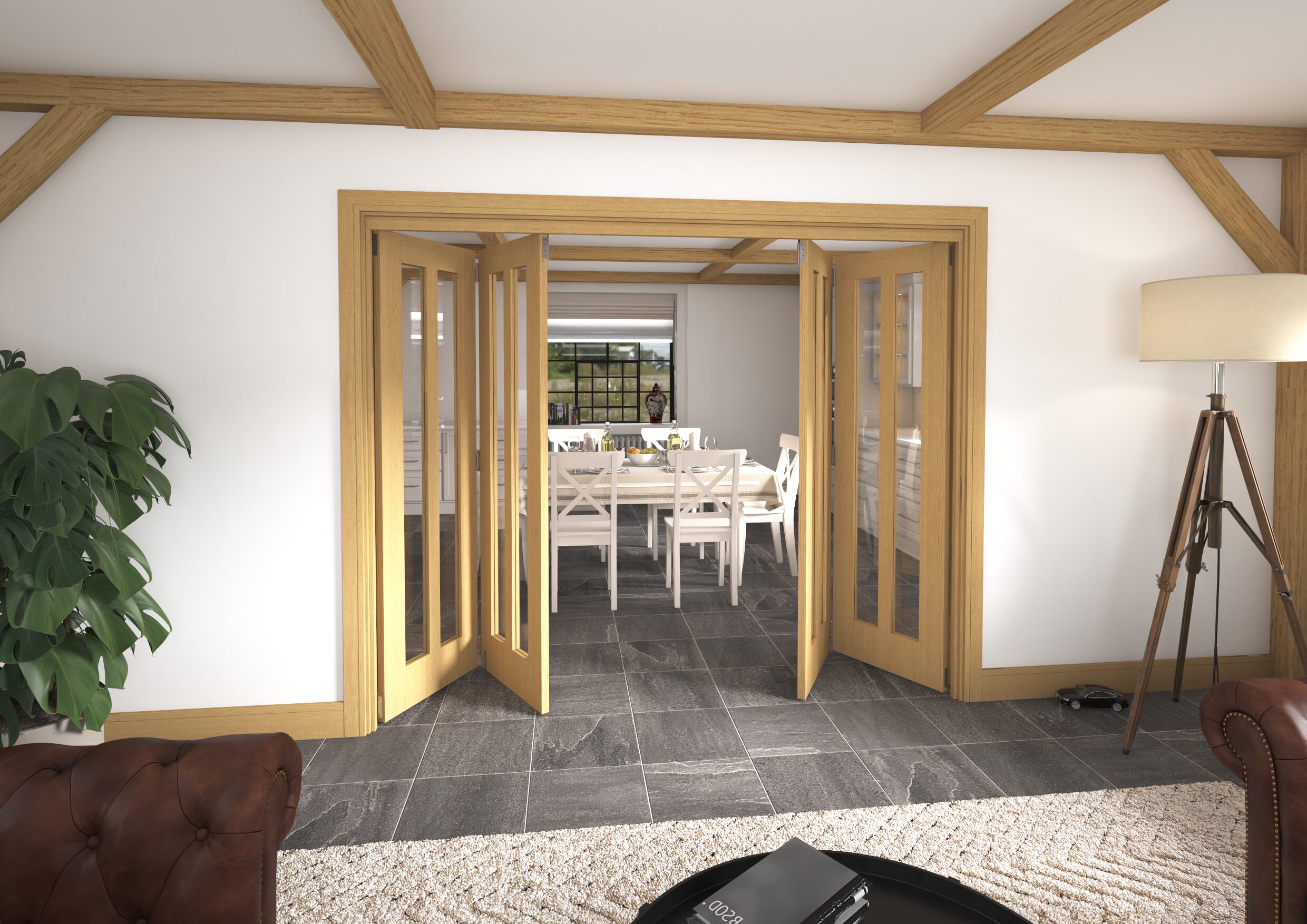 2528x2060x133mm Aston Oak Roomfold Grande (2+2)