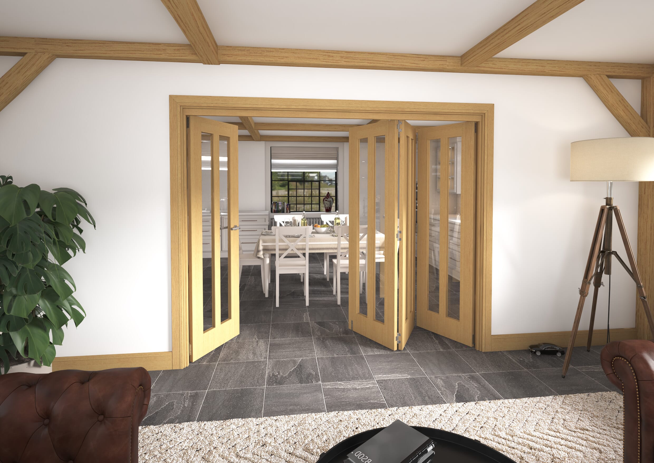 2528x2060x133mm Aston Oak Roomfold Grande (3+1)