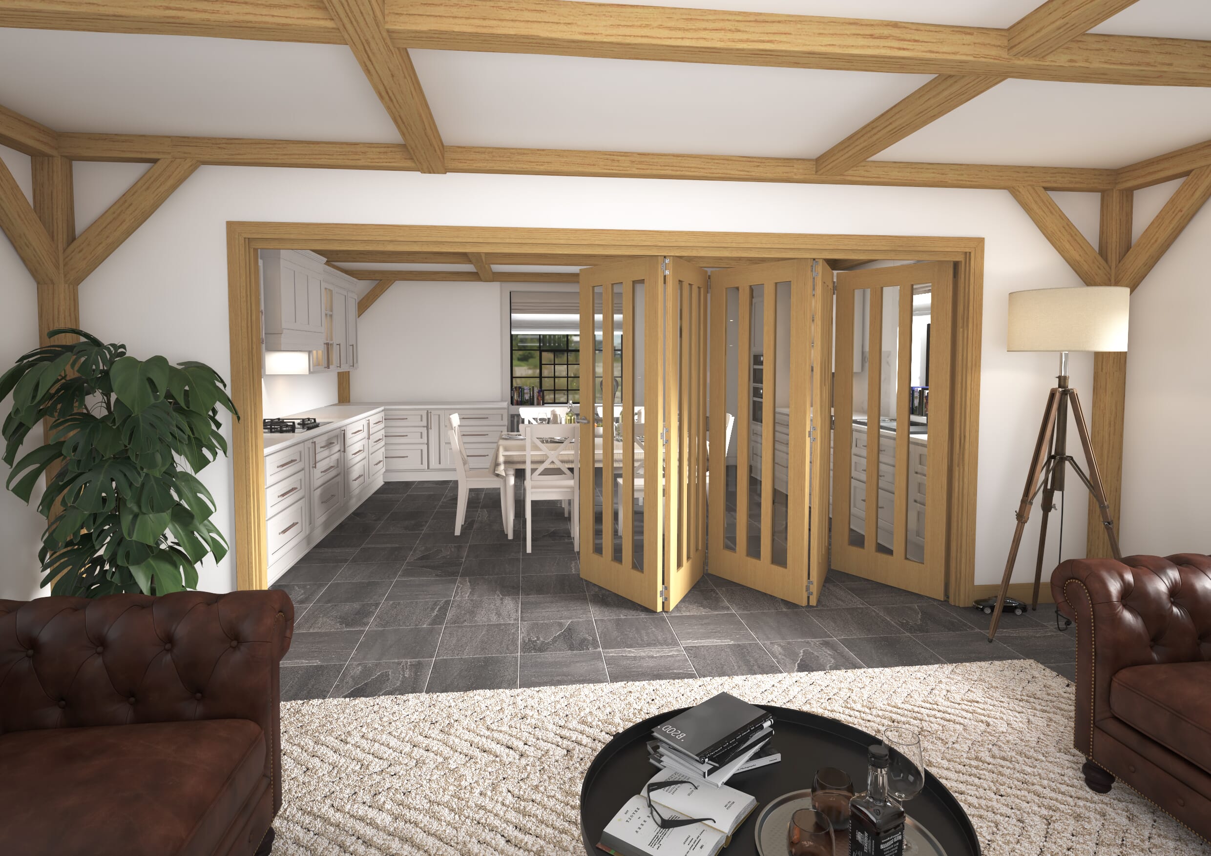 3891x2060x133mm Aston Oak Roomfold Grande (5+0)