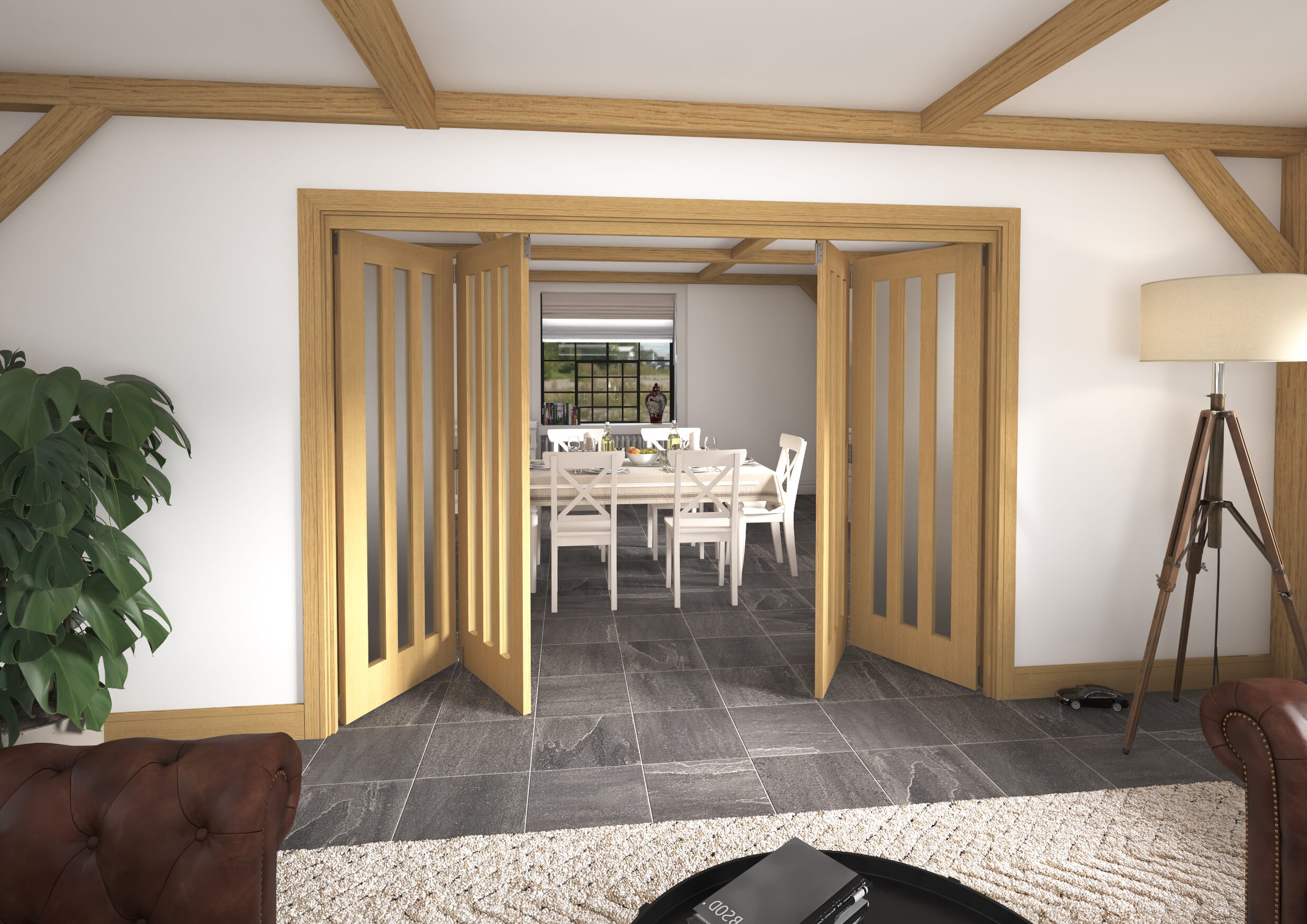 2832x2060x133mm Aston Oak Frosted Roomfold Grande (2+2)