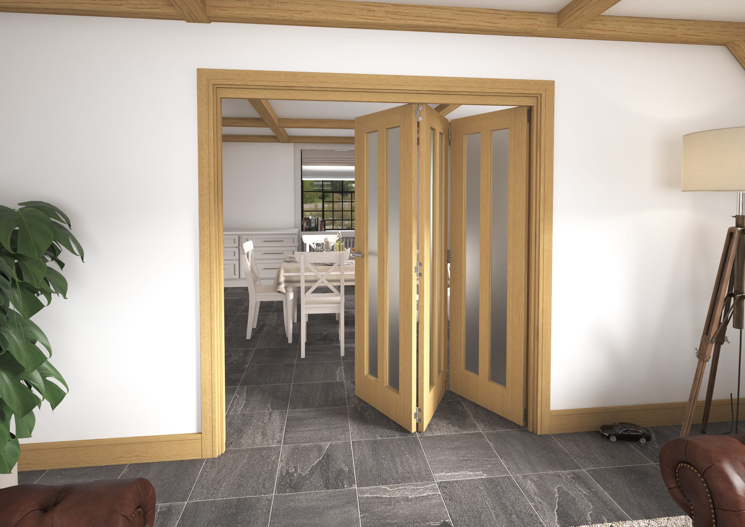 1905x2060x133mm Aston Oak Frosted Roomfold Grande (3+0)