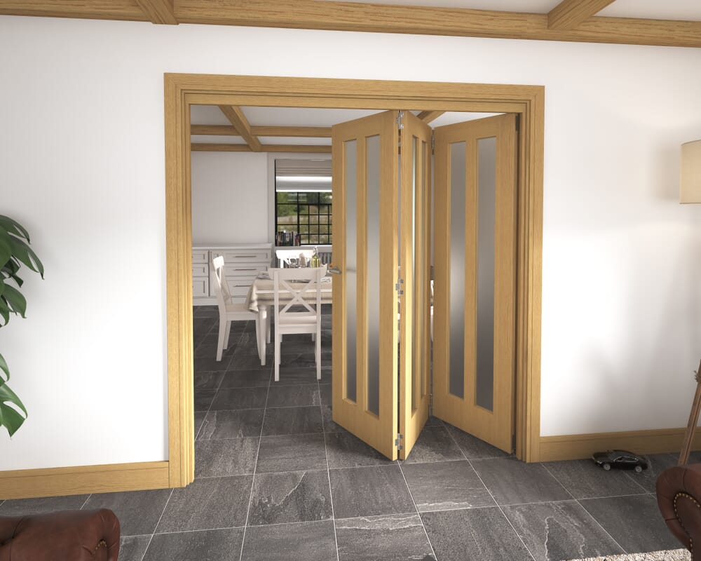1905x2060x133mm Aston Oak Frosted Roomfold Grande (3+0)