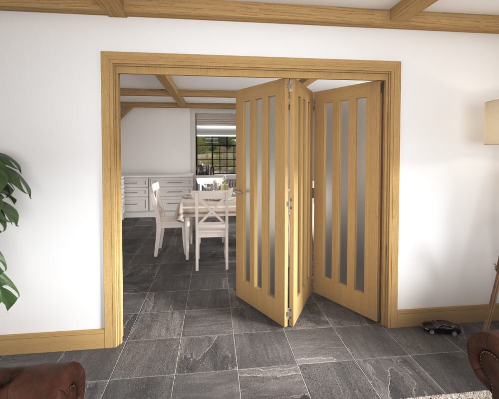 2133x2060x133mm Aston Oak Frosted Roomfold Grande (3+0)