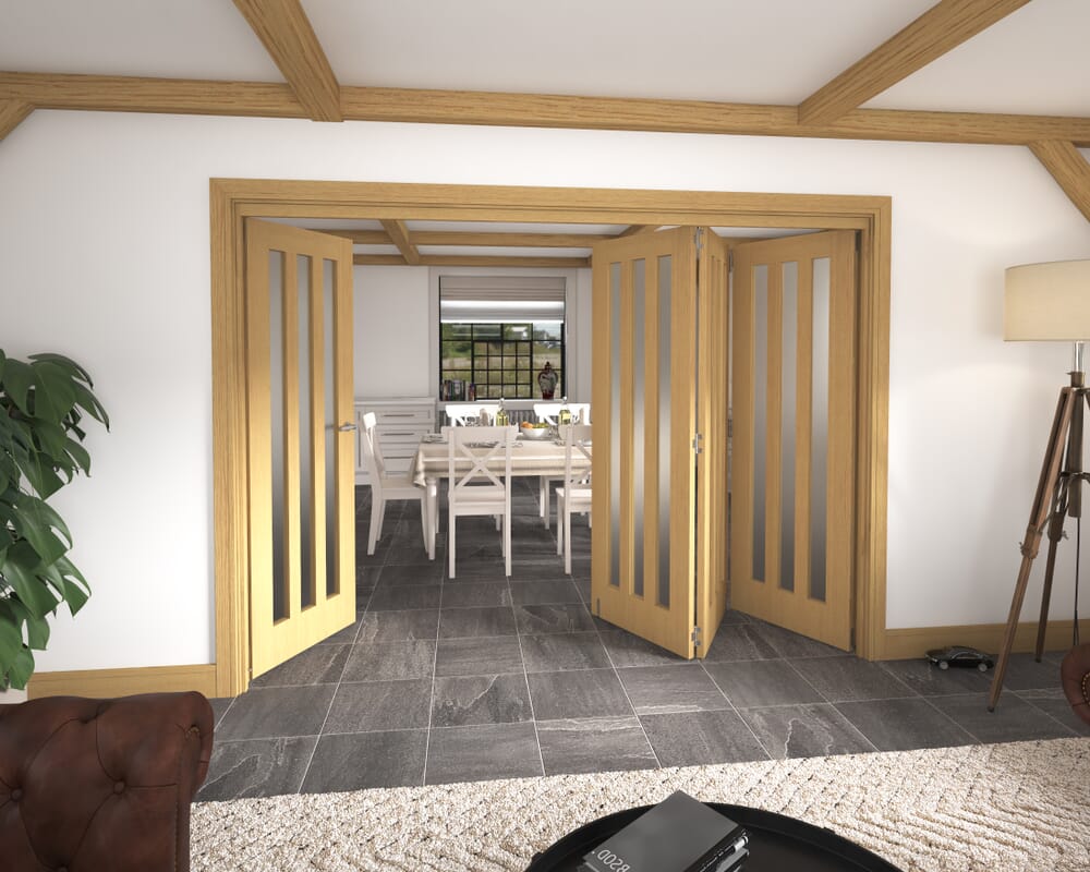 2832x2060x133mm Aston Oak Frosted Roomfold Grande (3+1)