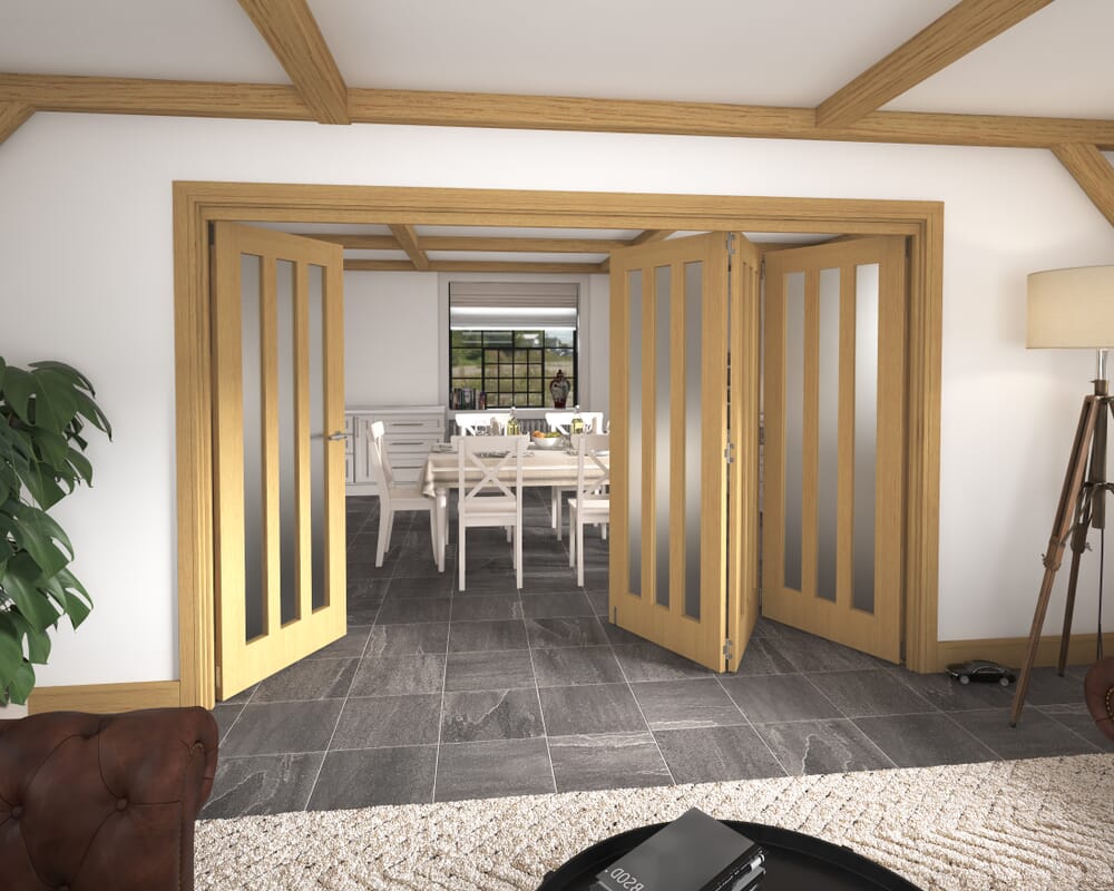 3136x2060x133mm Aston Oak Frosted Roomfold Grande (3+1)