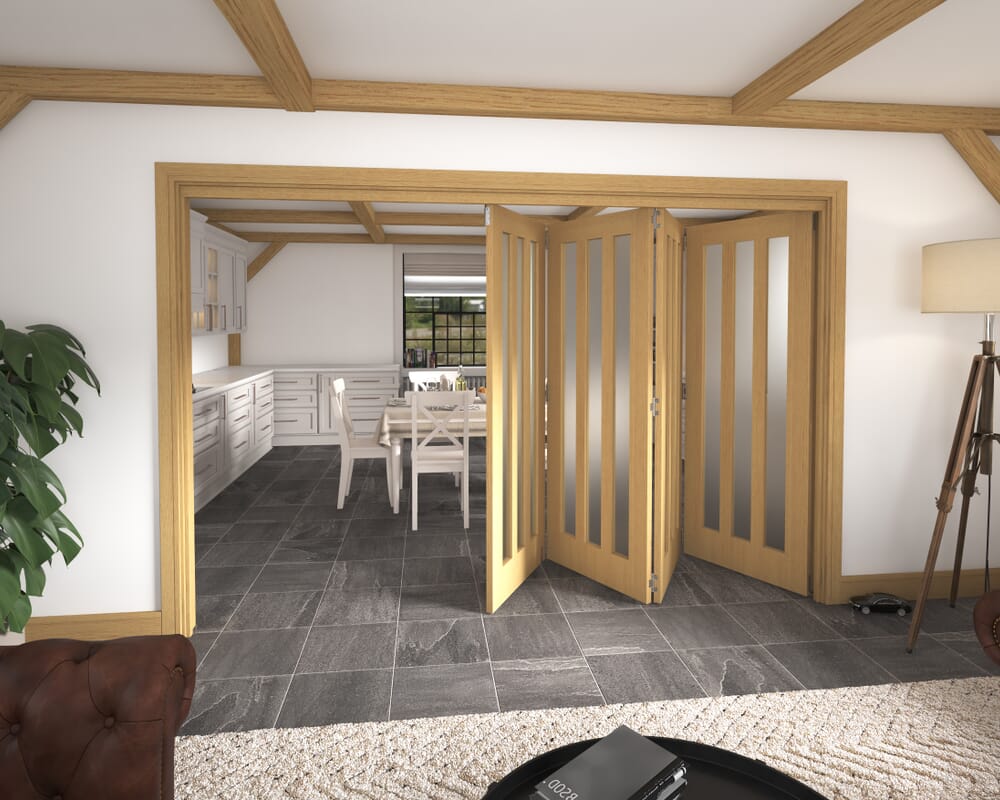 3129x2060x133mm Aston Oak Frosted Roomfold Grande (4+0)