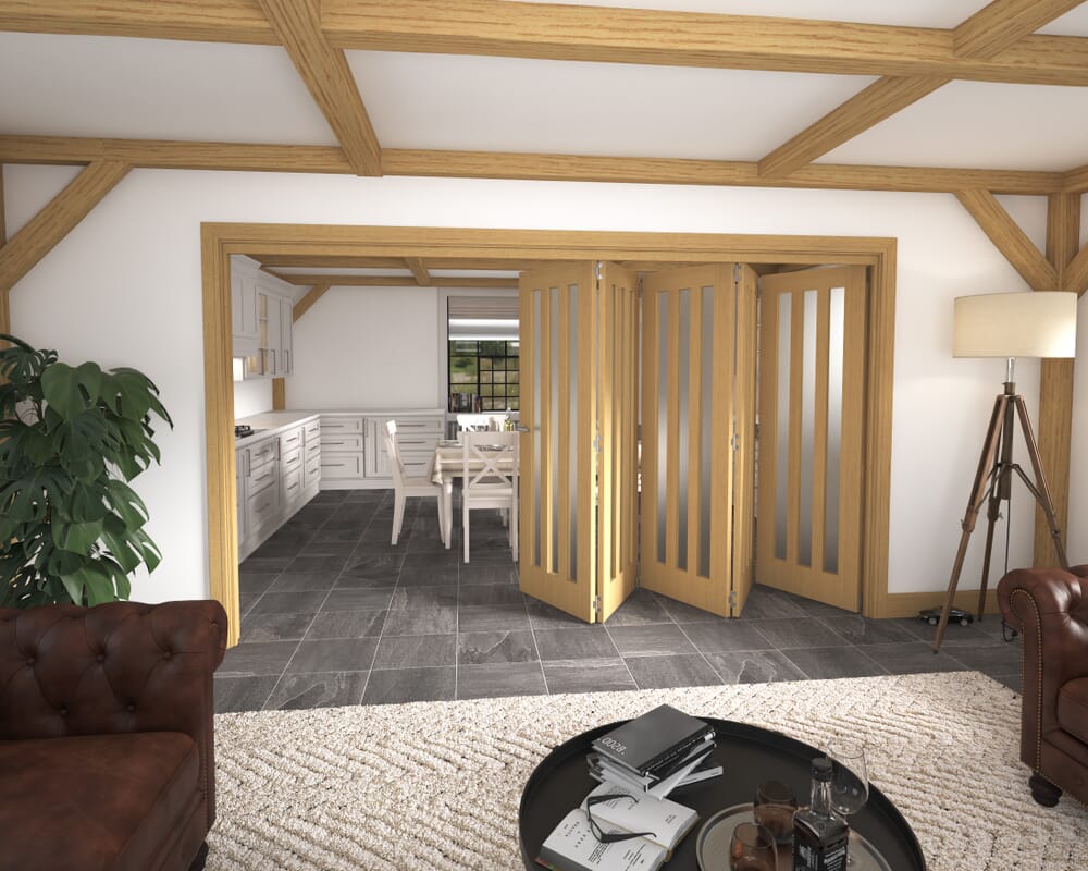 3891x2060x133mm Aston Oak Frosted Roomfold Grande (5+0)