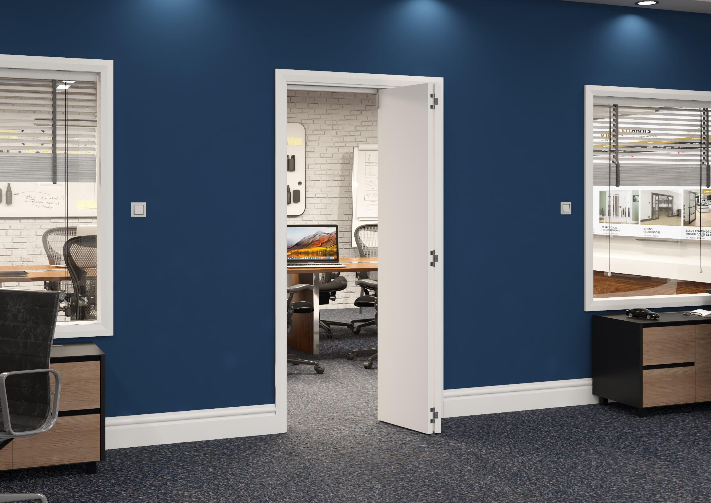 989x2060x133mm White Flush Prefinished Roomfold Grande (2+0)