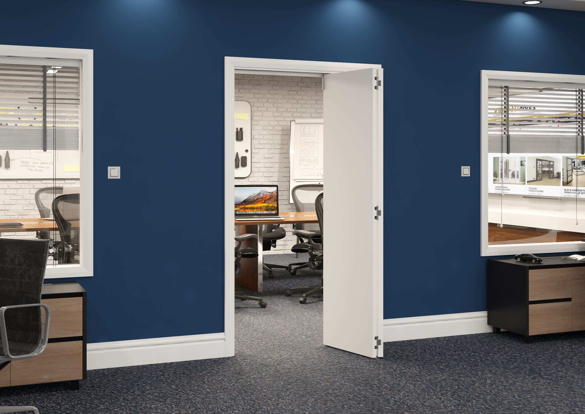 1141x2060x133mm White Flush Prefinished Roomfold Grande (2+0)