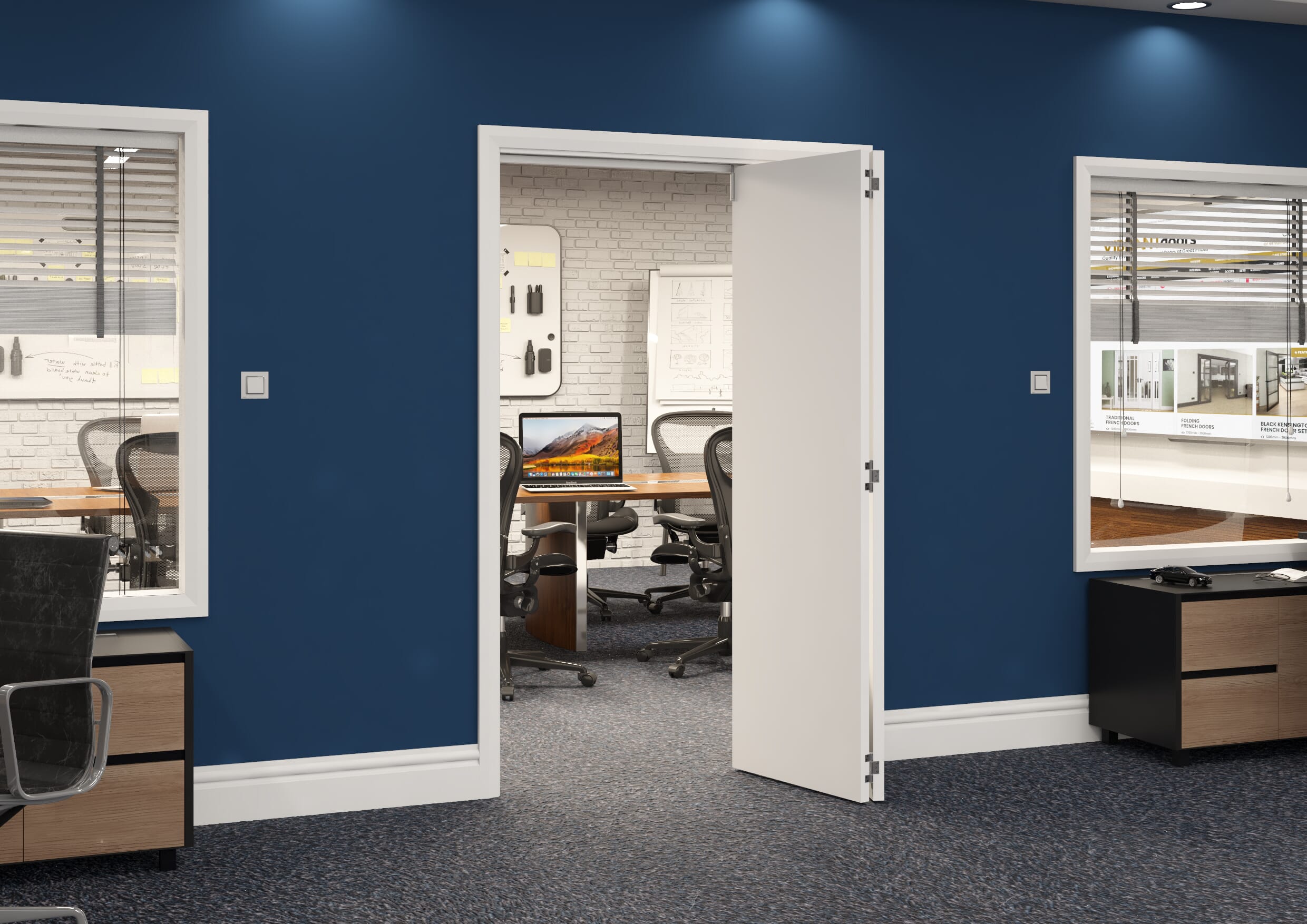 1295x2060x133mm White Flush Prefinished Roomfold Grande (2+0)
