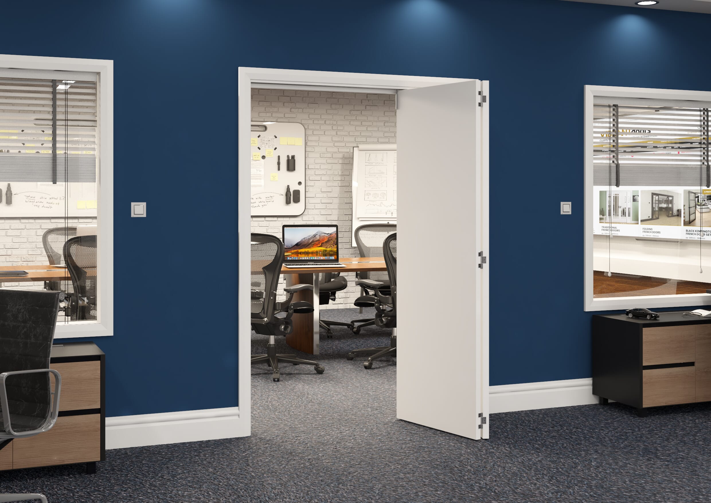1447x2060x133mm White Flush Prefinished Roomfold Grande (2+0)