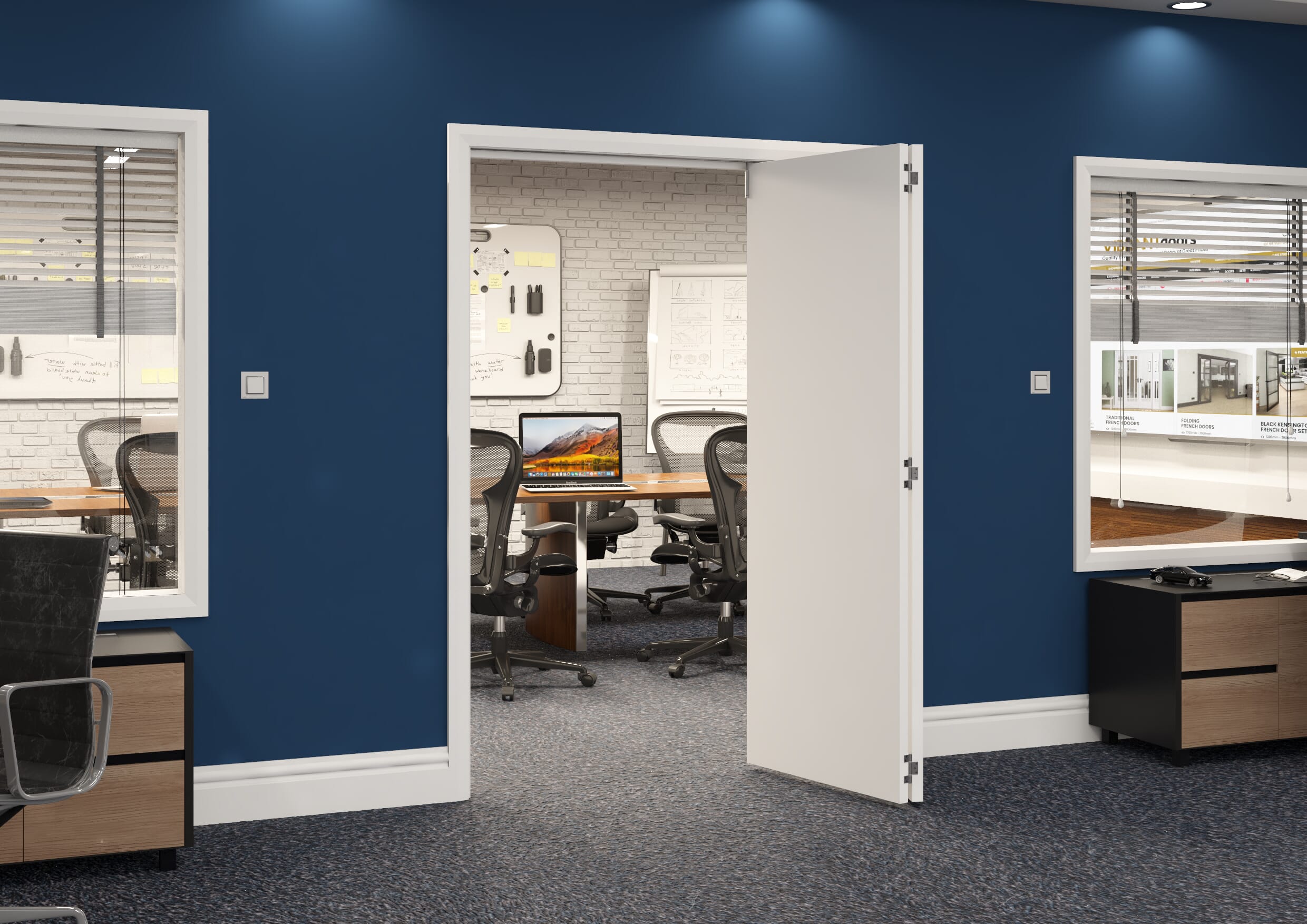 1497x2060x133mm White Flush Prefinished Roomfold Grande (2+0)
