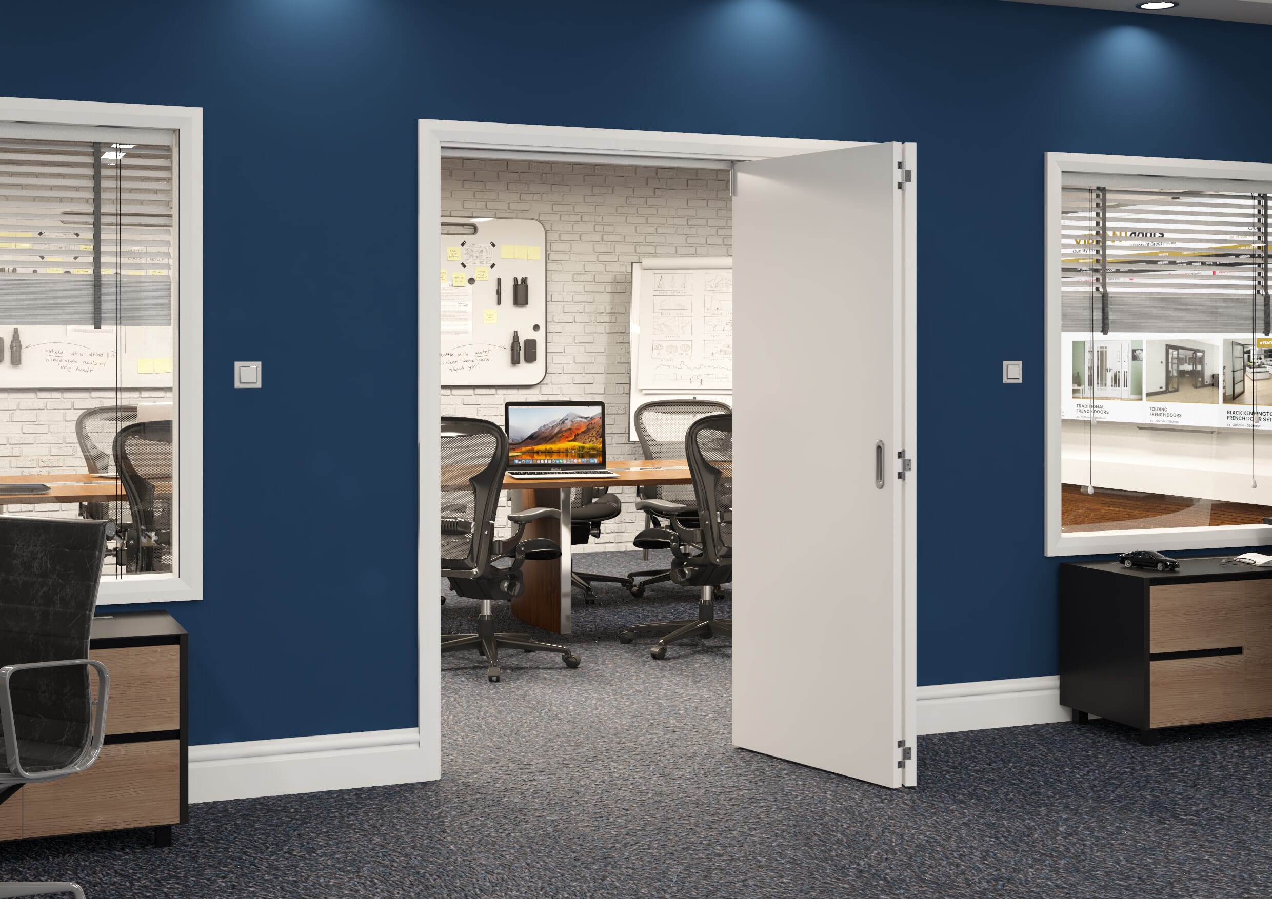 1599x2060x133mm White Flush Prefinished Roomfold Grande (2+0)